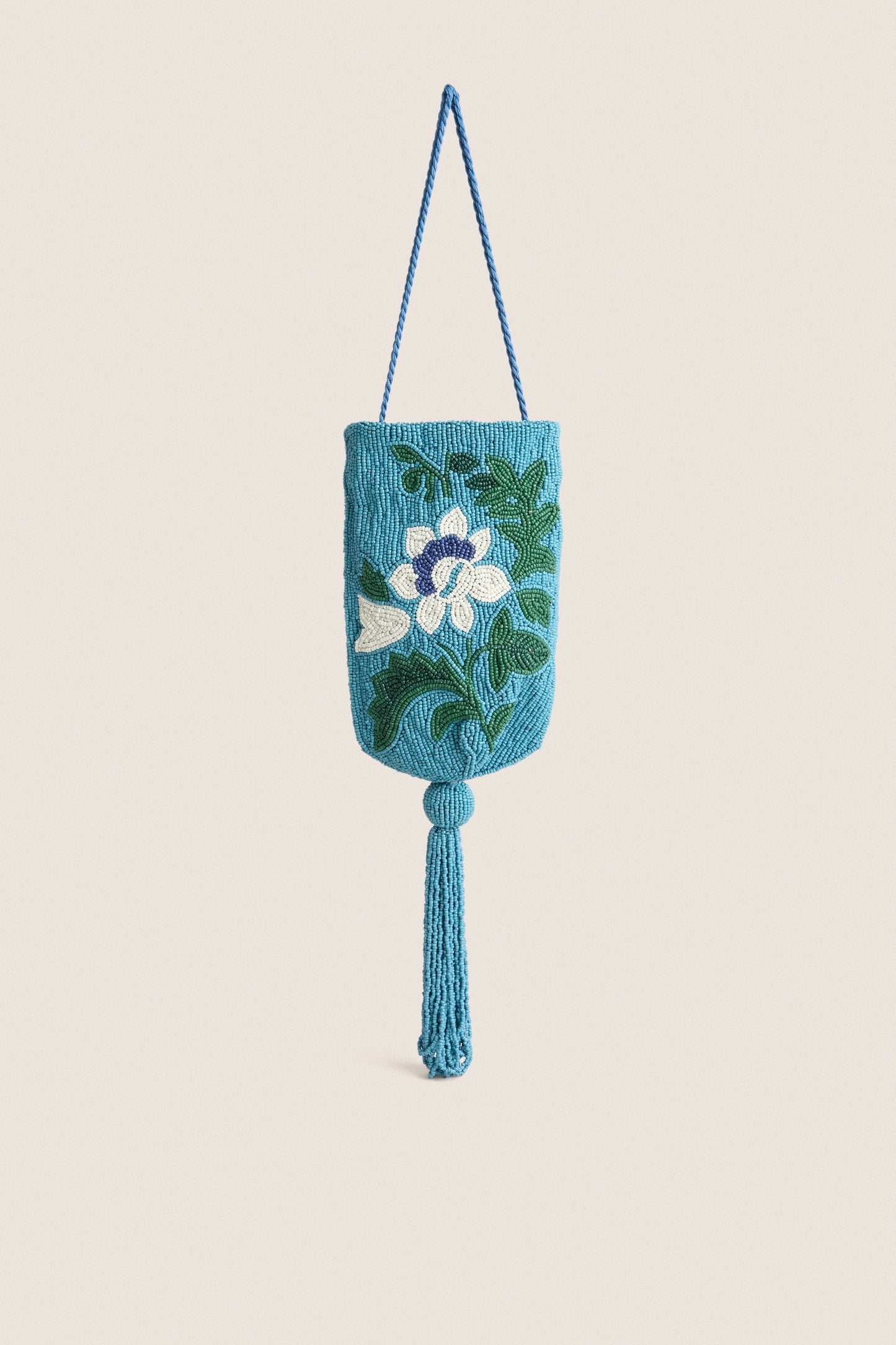 Cerulean Floral Beaded Bag