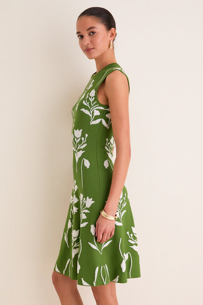 Cactus and Cream Jacquard Mini Dress