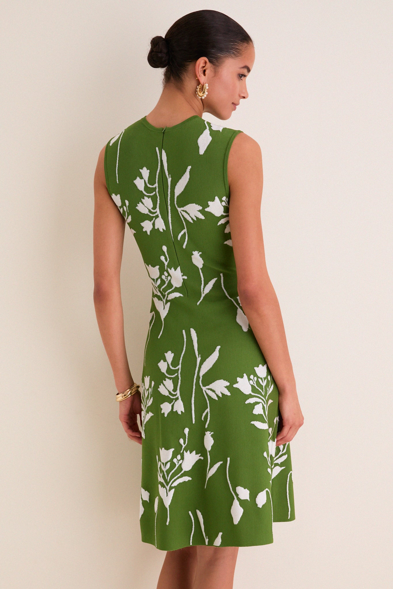 Cactus and Cream Jacquard Mini Dress
