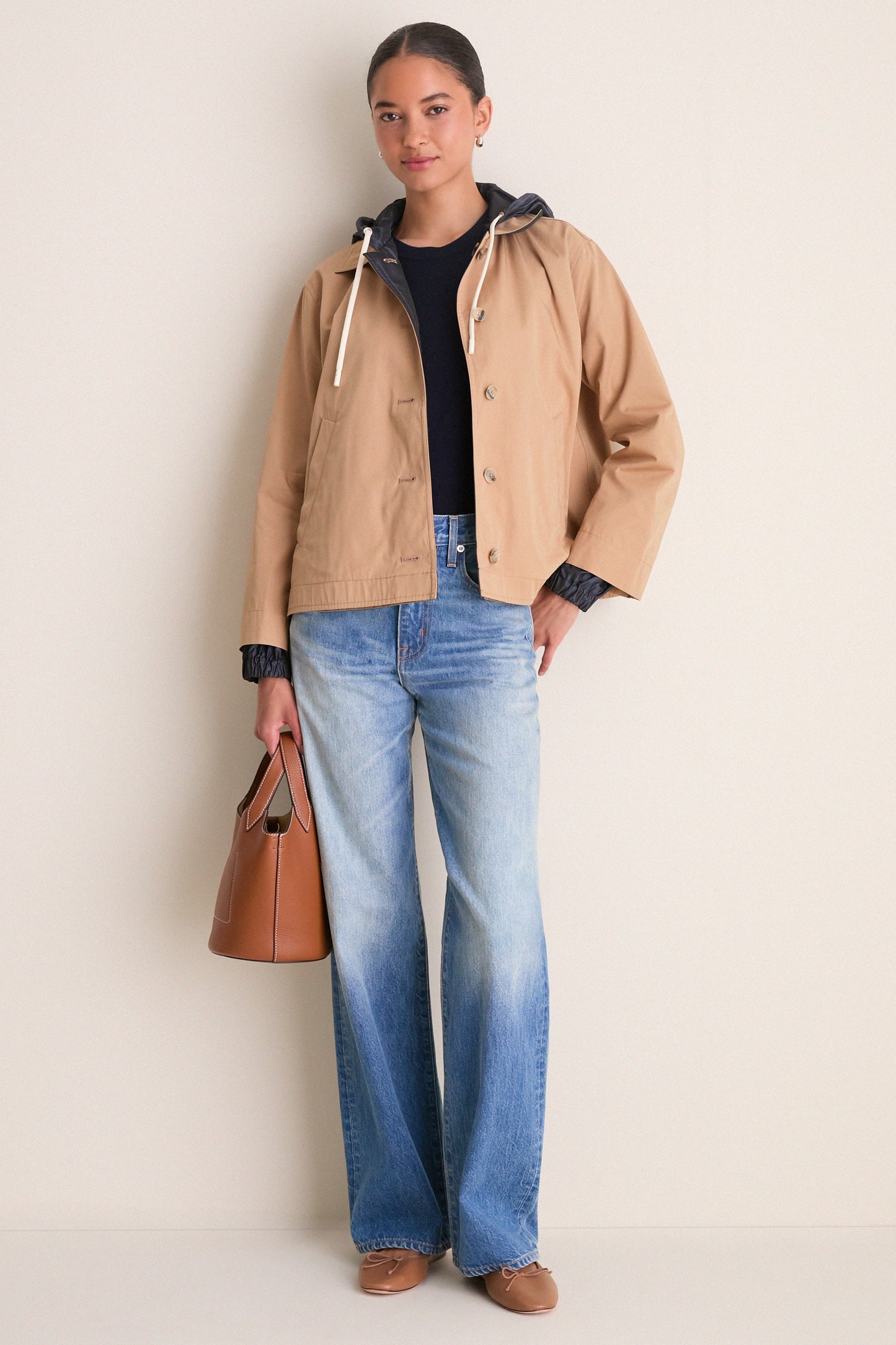Camel to Navy Reversible Coat