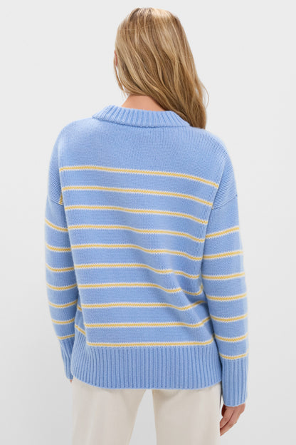 Chambray, Butter and Cream Fineline Stripe Marin Sweater