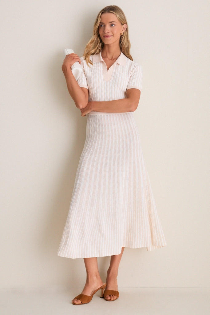 Blush and Ivory Knit Maude Polo Dress