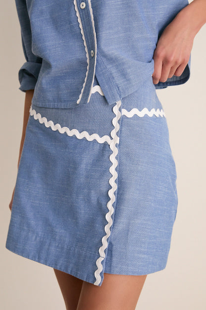 Chambray Ric Rac Marcy Mini Skirt