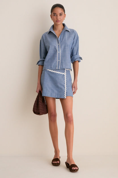 Chambray Ric Rac Marcy Mini Skirt