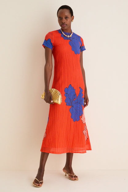 Bora Bora Red Short Sleeve Shift Maxi Dress