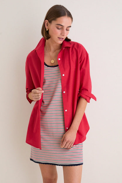 Cherry Rustic Slub Cotton Stallings Button Down