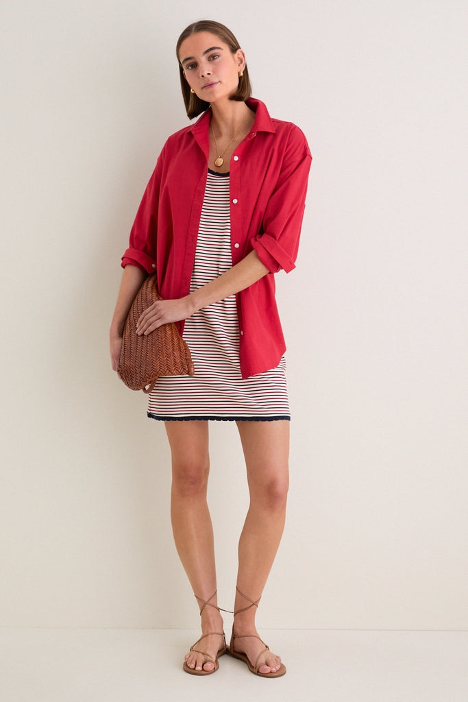 Cherry Rustic Slub Cotton Stallings Button Down