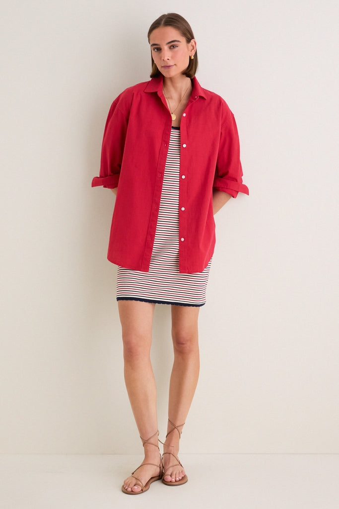 Cherry Rustic Slub Cotton Stallings Button Down