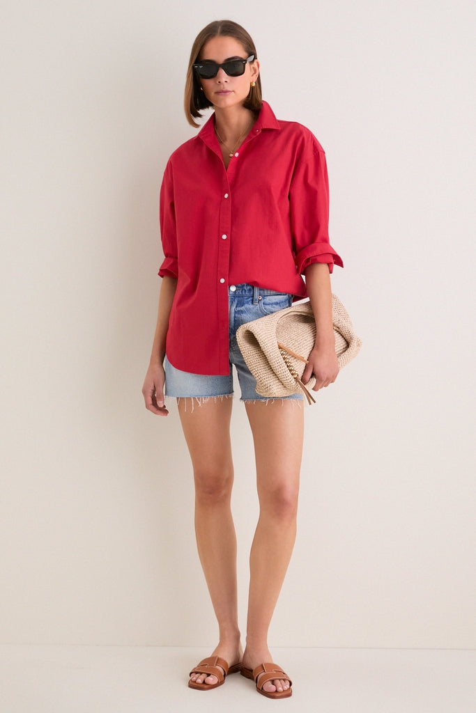 Cherry Rustic Slub Cotton Stallings Button Down