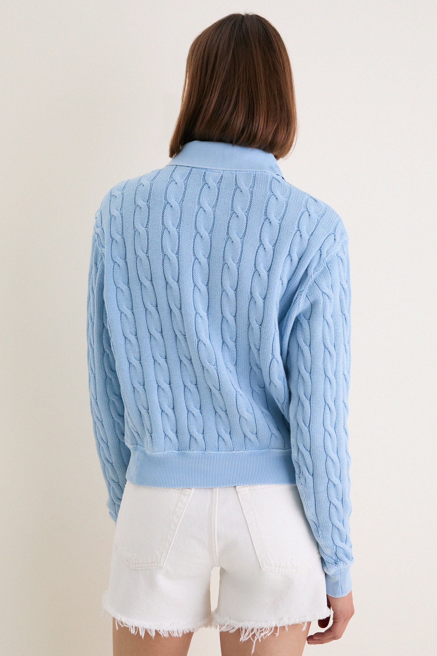 Chambray Blue Cotton Knit Polo