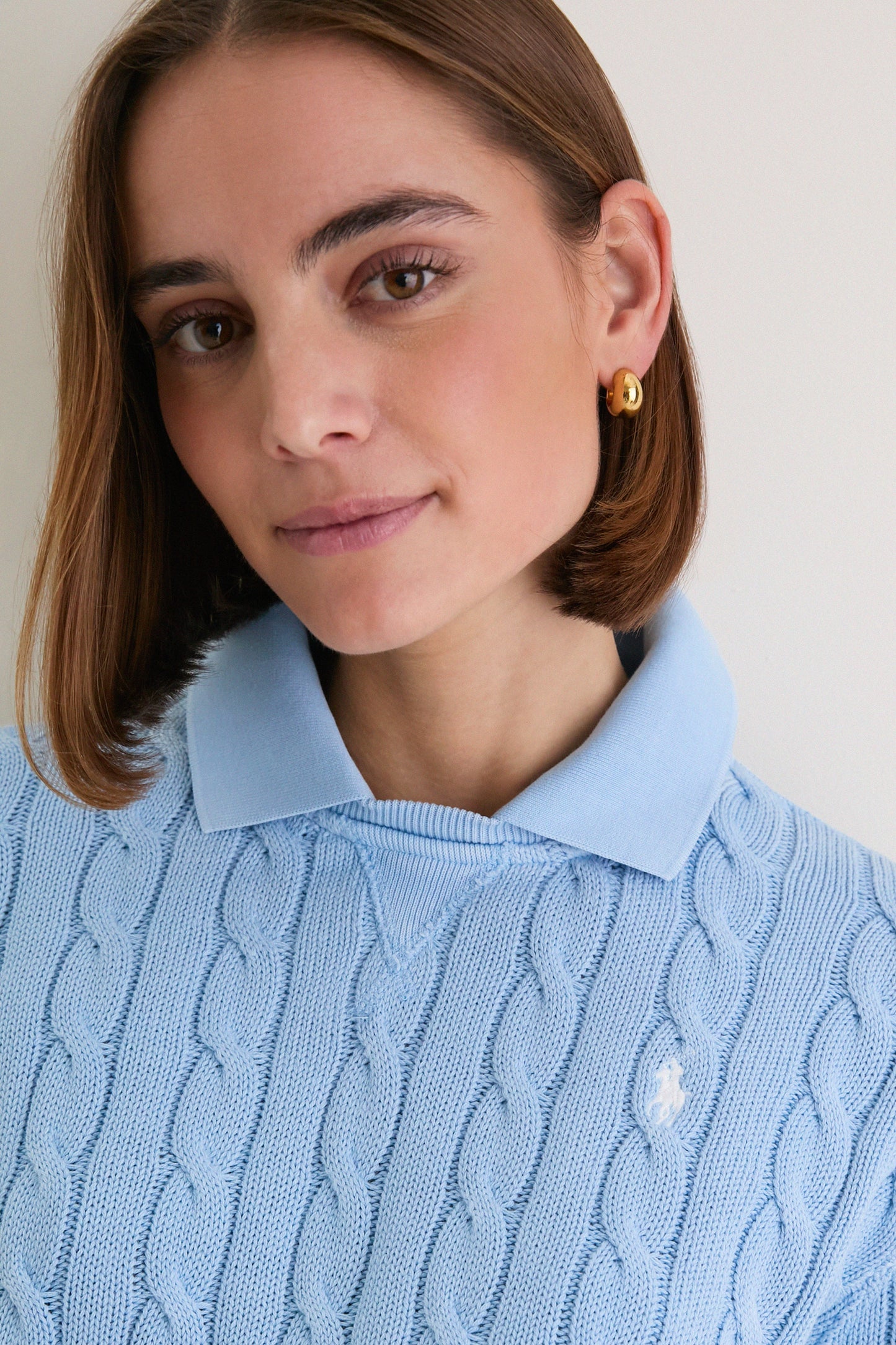 Chambray Blue Cotton Knit Polo