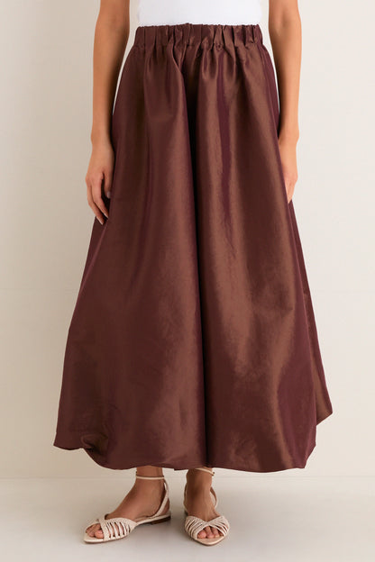 Chestnut Taffeta Cynthia Bubble Skirt