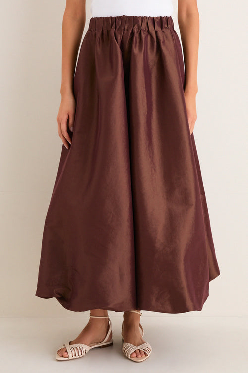 Chestnut Taffeta Cynthia Bubble Skirt
