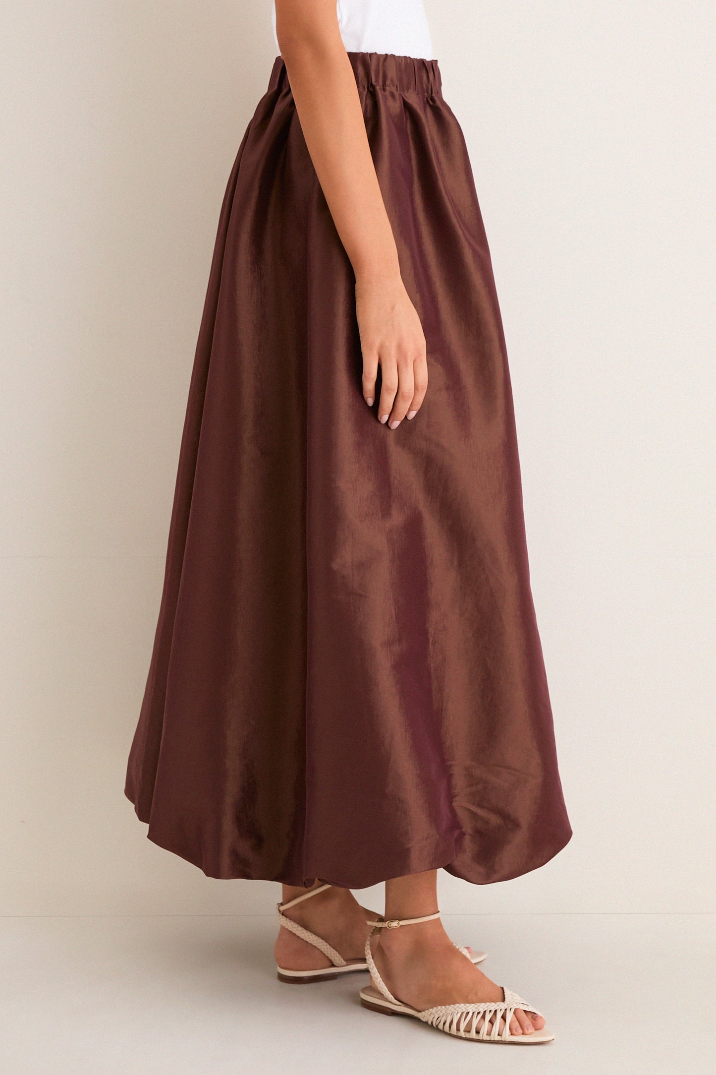 Chestnut Taffeta Cynthia Bubble Skirt