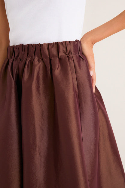 Chestnut Taffeta Cynthia Bubble Skirt