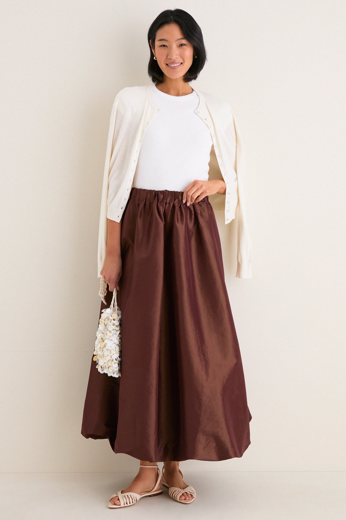 Chestnut Taffeta Cynthia Bubble Skirt