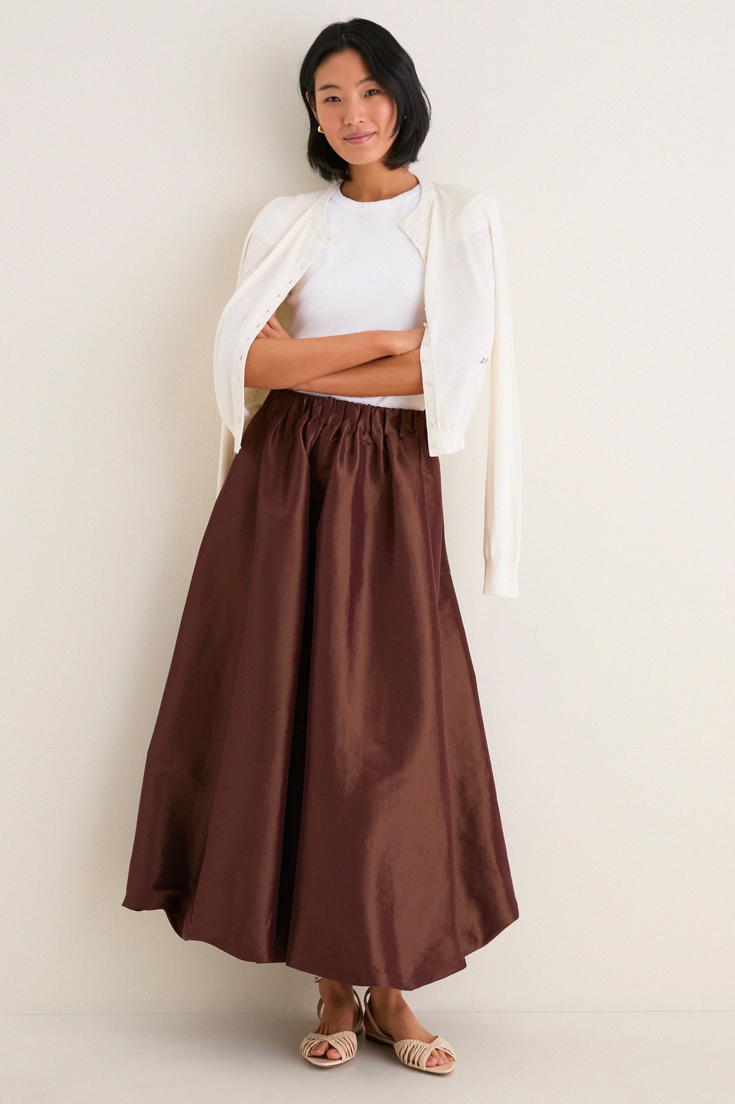 Chestnut Taffeta Cynthia Bubble Skirt