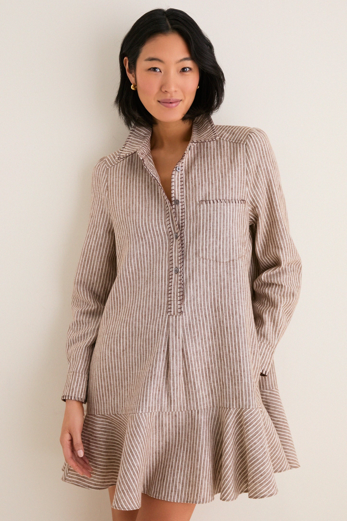 Cafe Stripe Whipstitch Callahan Shirt Dress