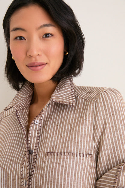 Cafe Stripe Whipstitch Callahan Shirt Dress