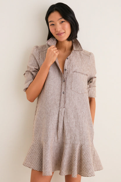 Cafe Stripe Whipstitch Callahan Shirt Dress