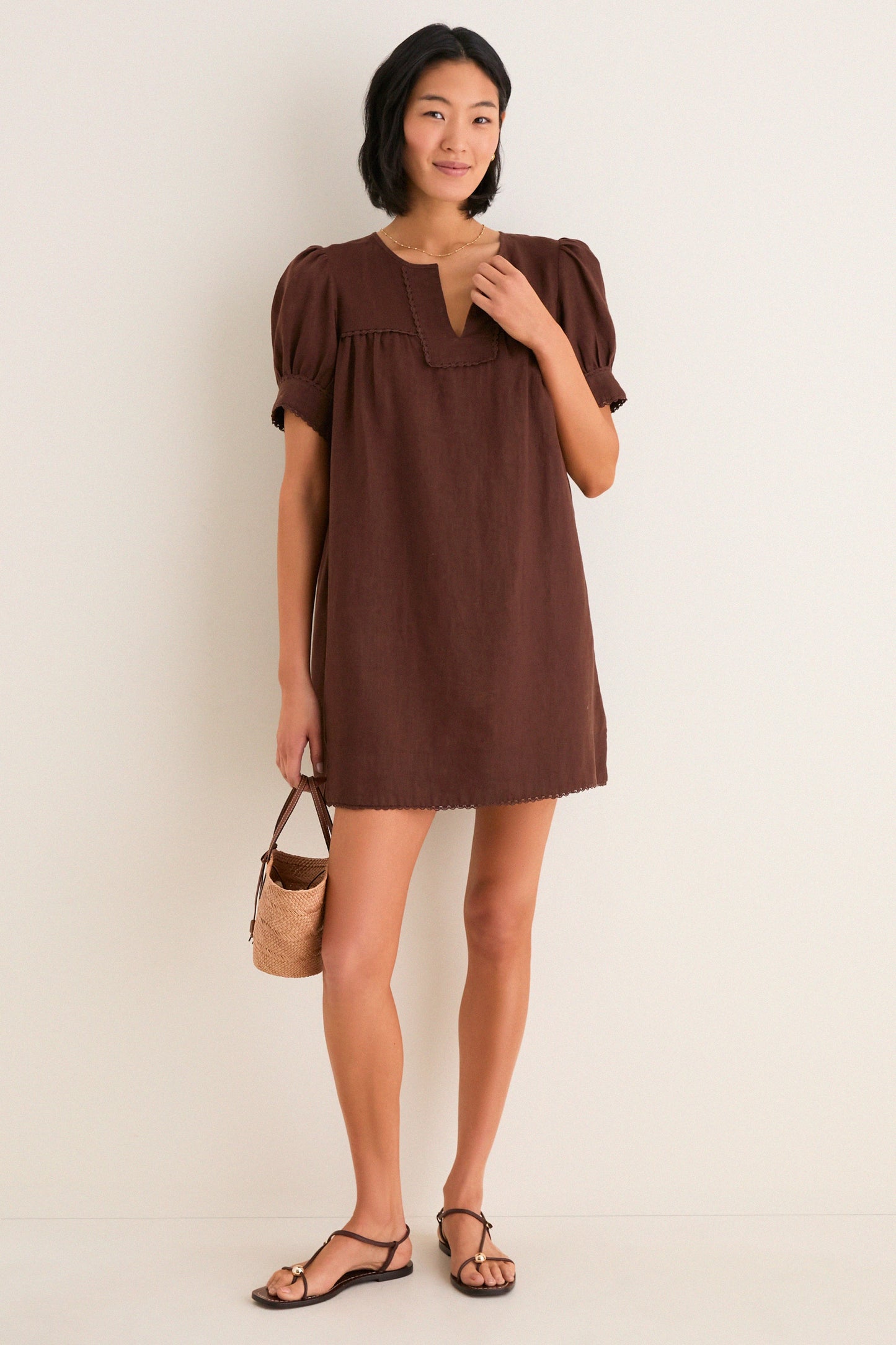 Chestnut Linen Bridget Dress