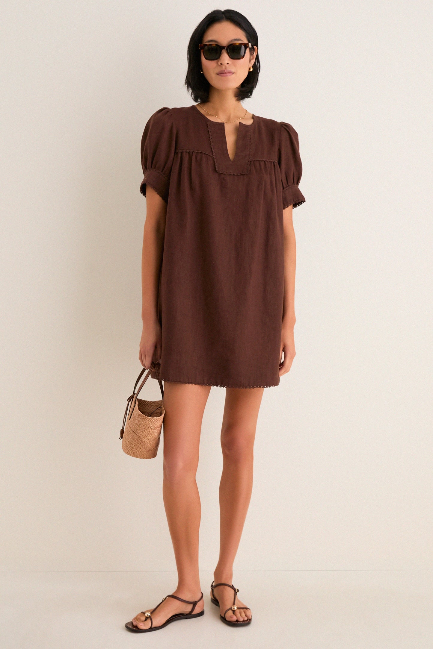 Chestnut Linen Bridget Dress