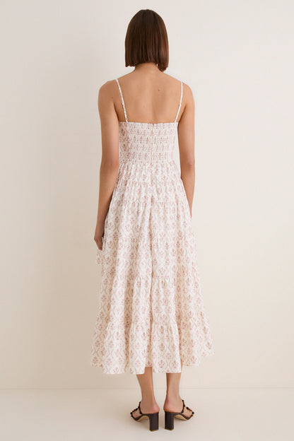Brown & Cream Floral Ruffle Theodora Maxi Dress