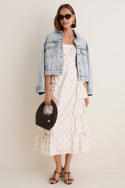 Brown & Cream Floral Ruffle Theodora Maxi Dress
