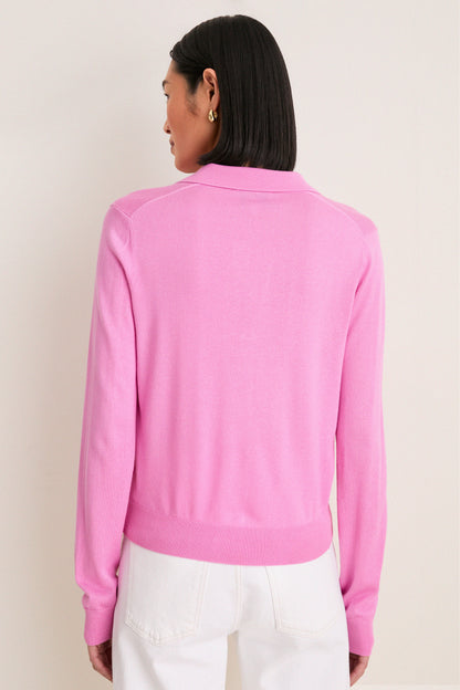Carnation Pink Cashmere Silk Theo Polo