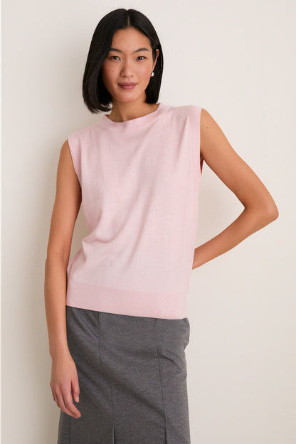 Blush Cashmere Silk Sleeveless Ava Shell
