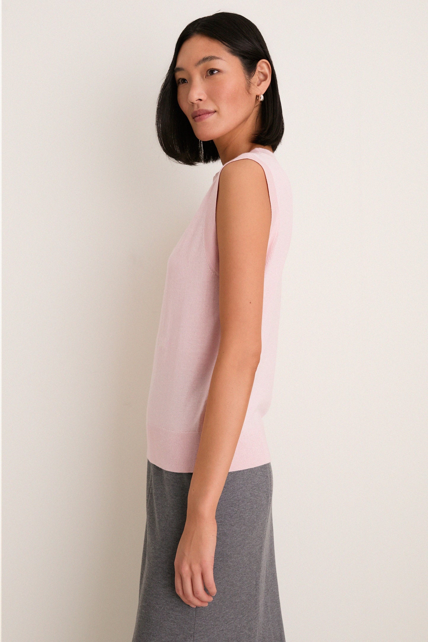 Blush Cashmere Silk Sleeveless Ava Shell