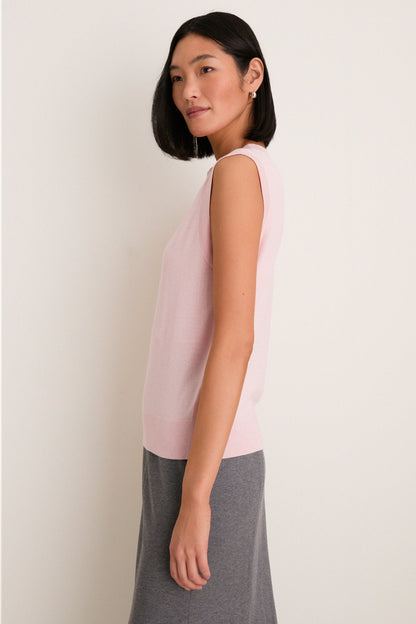 Blush Cashmere Silk Sleeveless Ava Shell