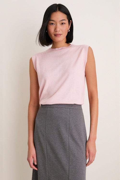 Blush Cashmere Silk Sleeveless Ava Shell