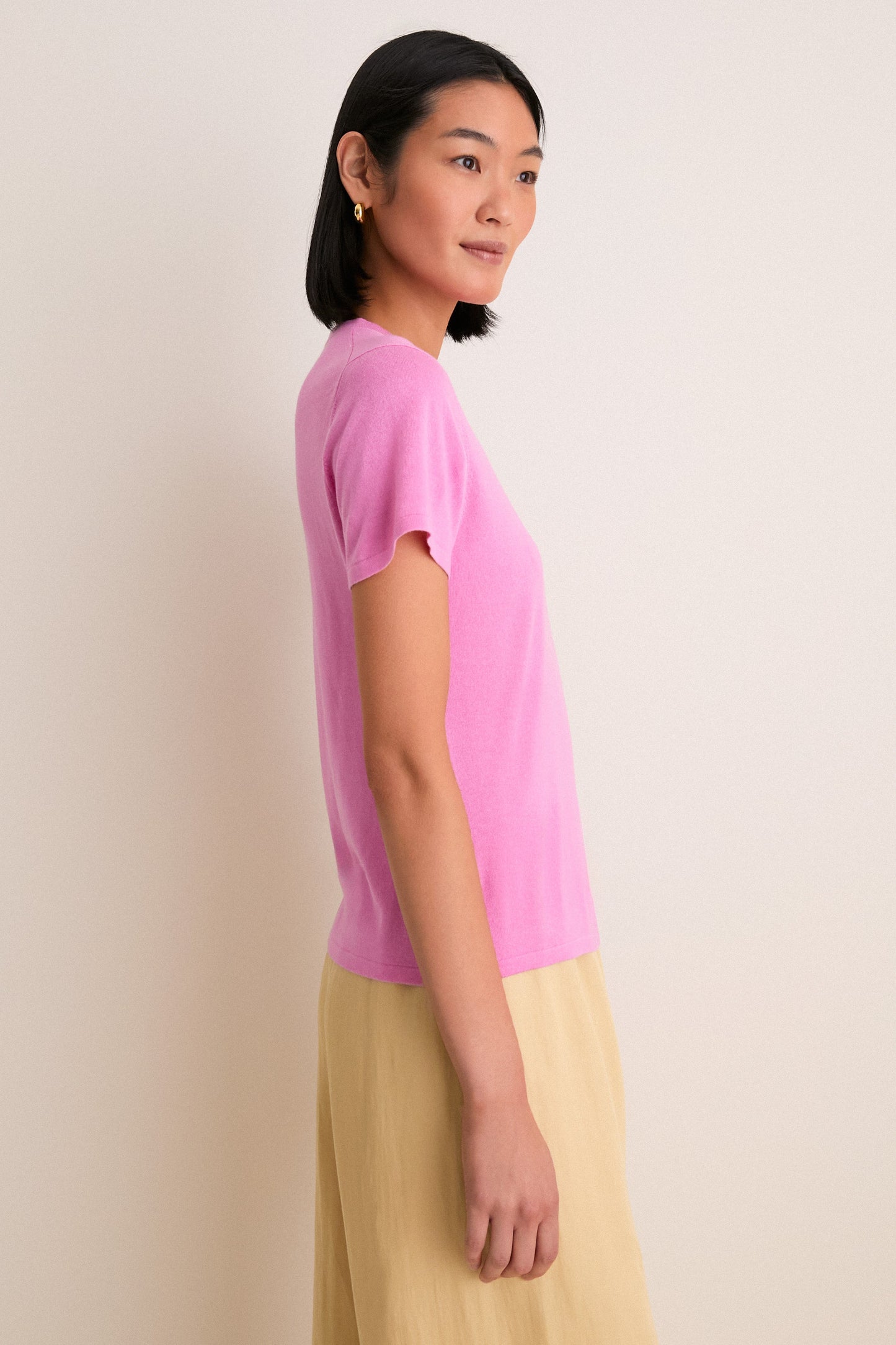 Carnation Pink Cashmere Silk Katie Tee