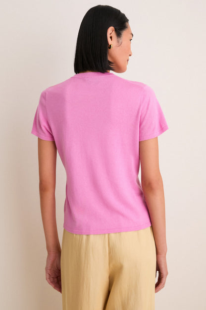 Carnation Pink Cashmere Silk Katie Tee