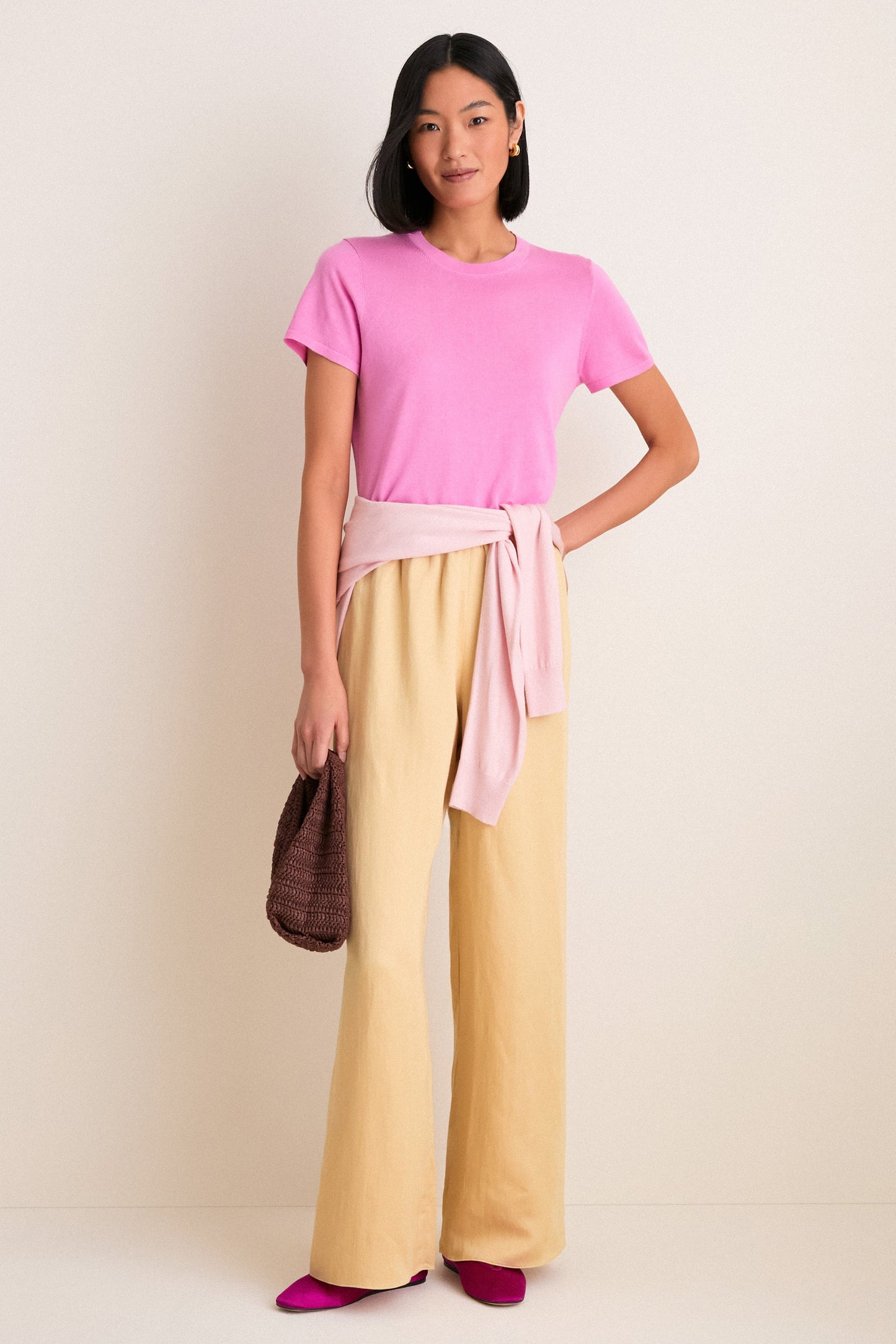 Carnation Pink Cashmere Silk Katie Tee