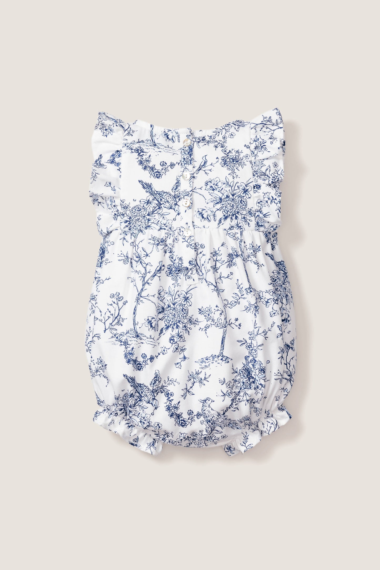 Children's White Timeless Toile Ruffled Romper