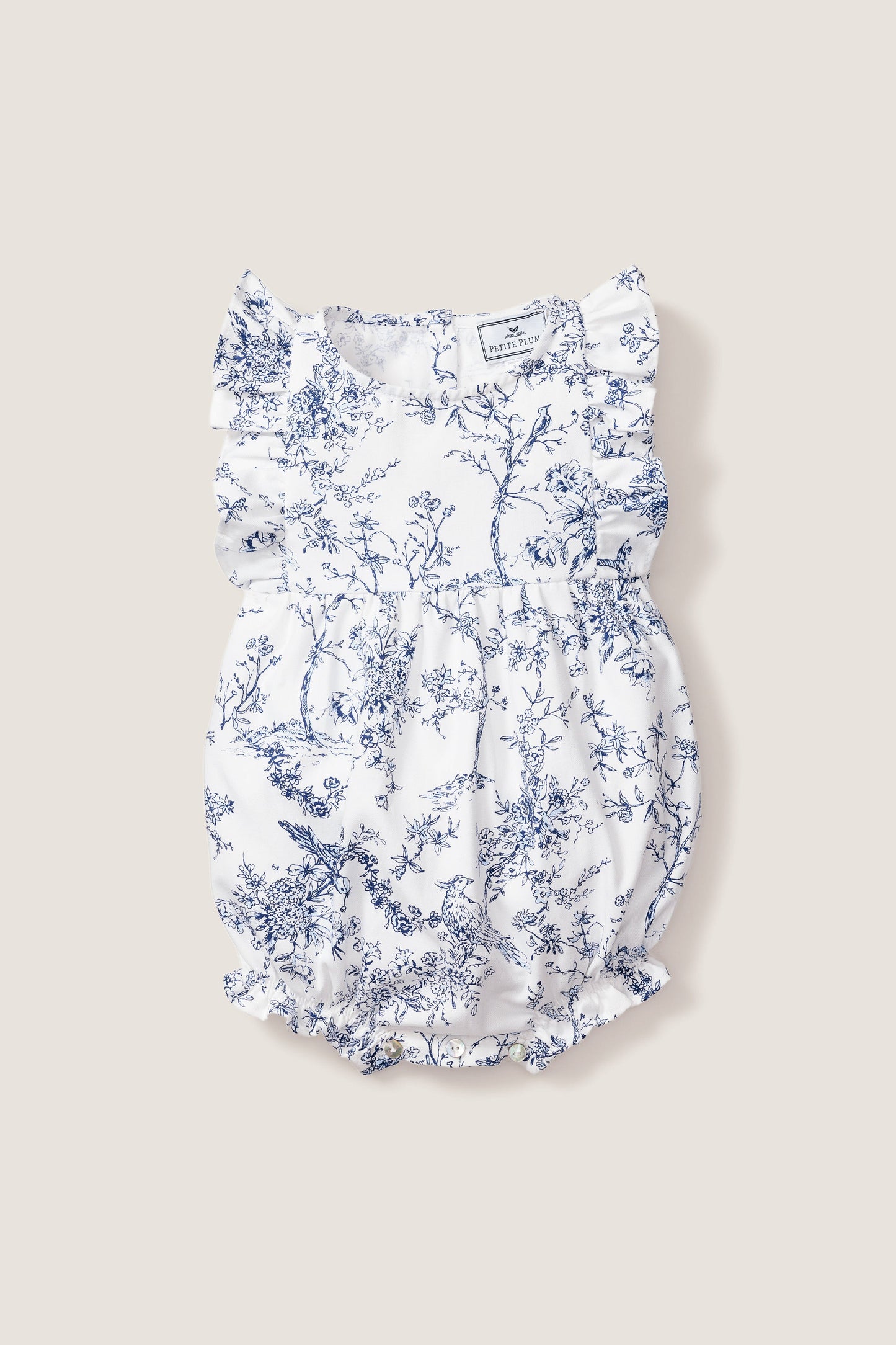Children's White Timeless Toile Ruffled Romper