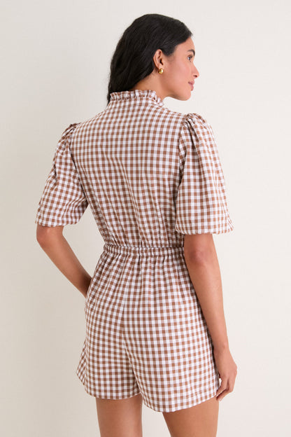 Brown Gingham Brooke Romper