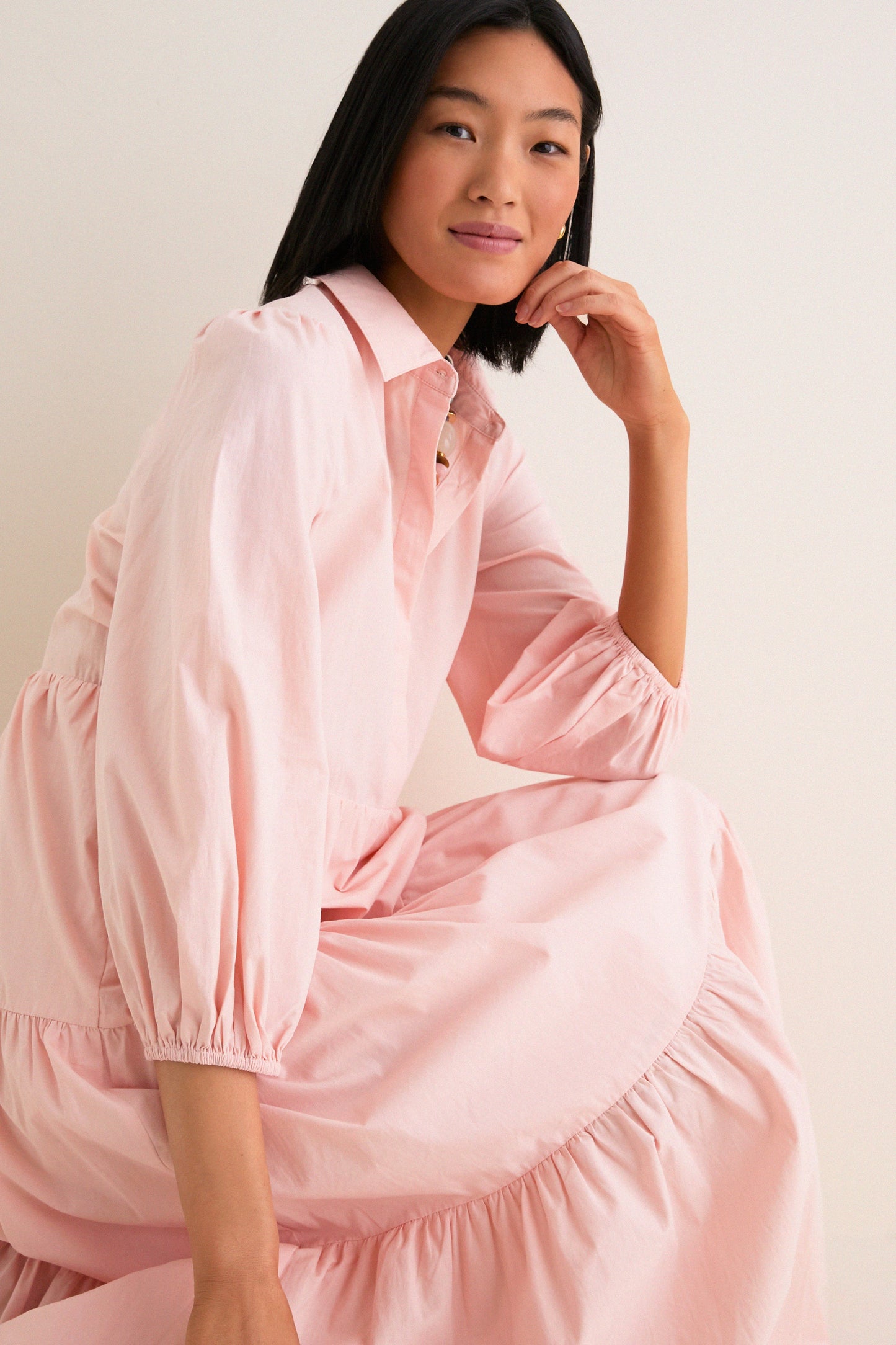 Blush Pink Cotton Mabel Maxi Dress