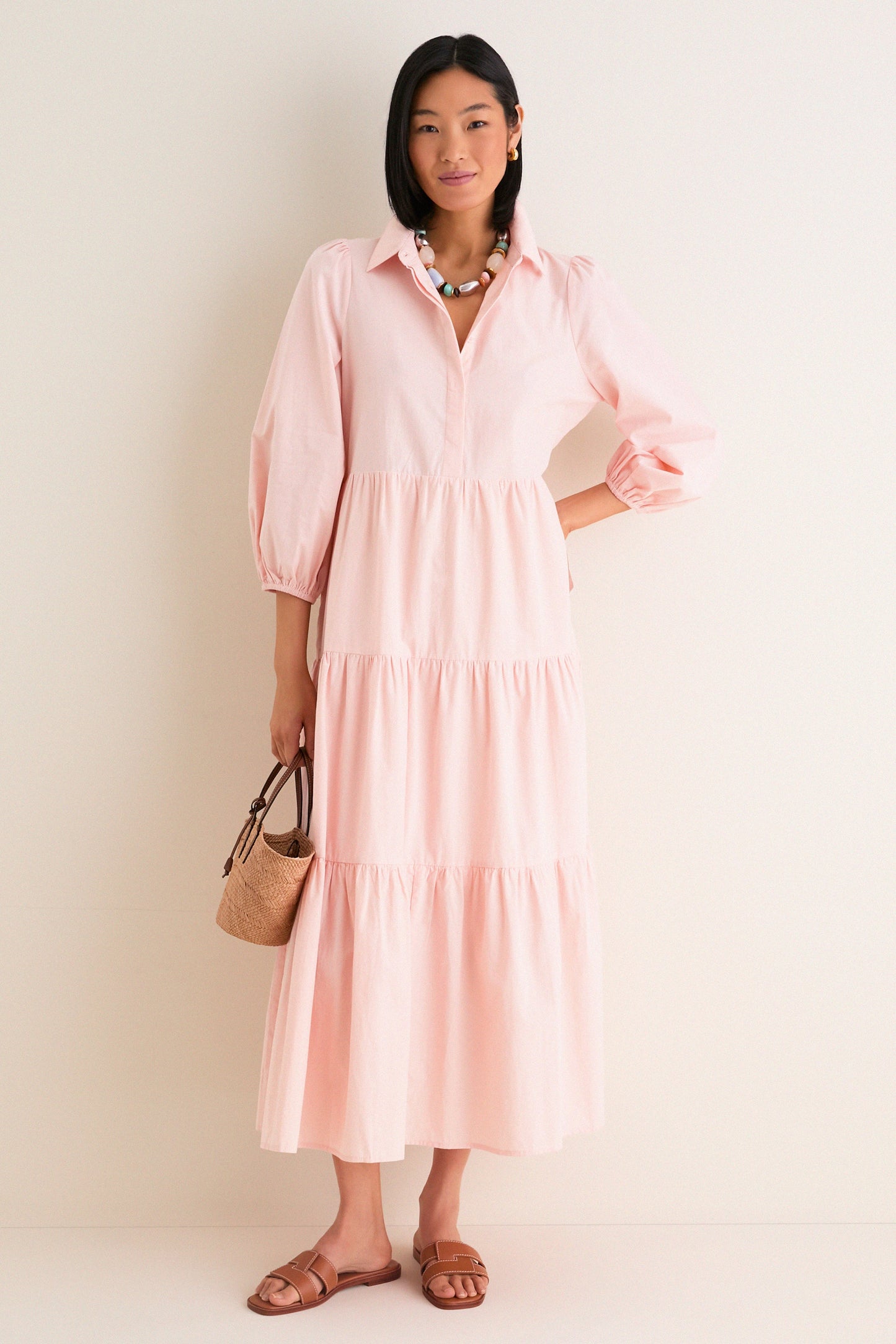 Blush Pink Cotton Mabel Maxi Dress