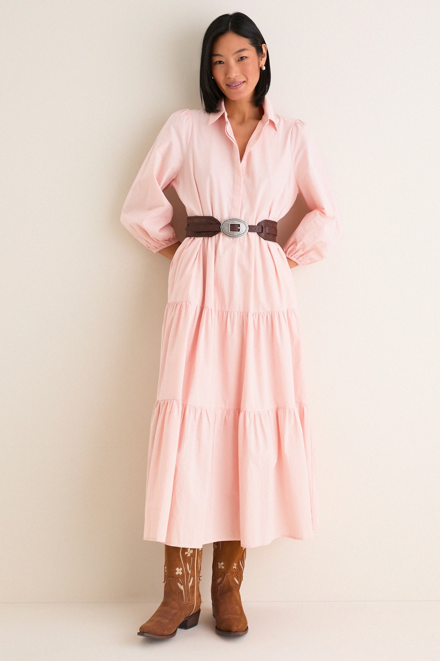 Blush Pink Cotton Mabel Maxi Dress