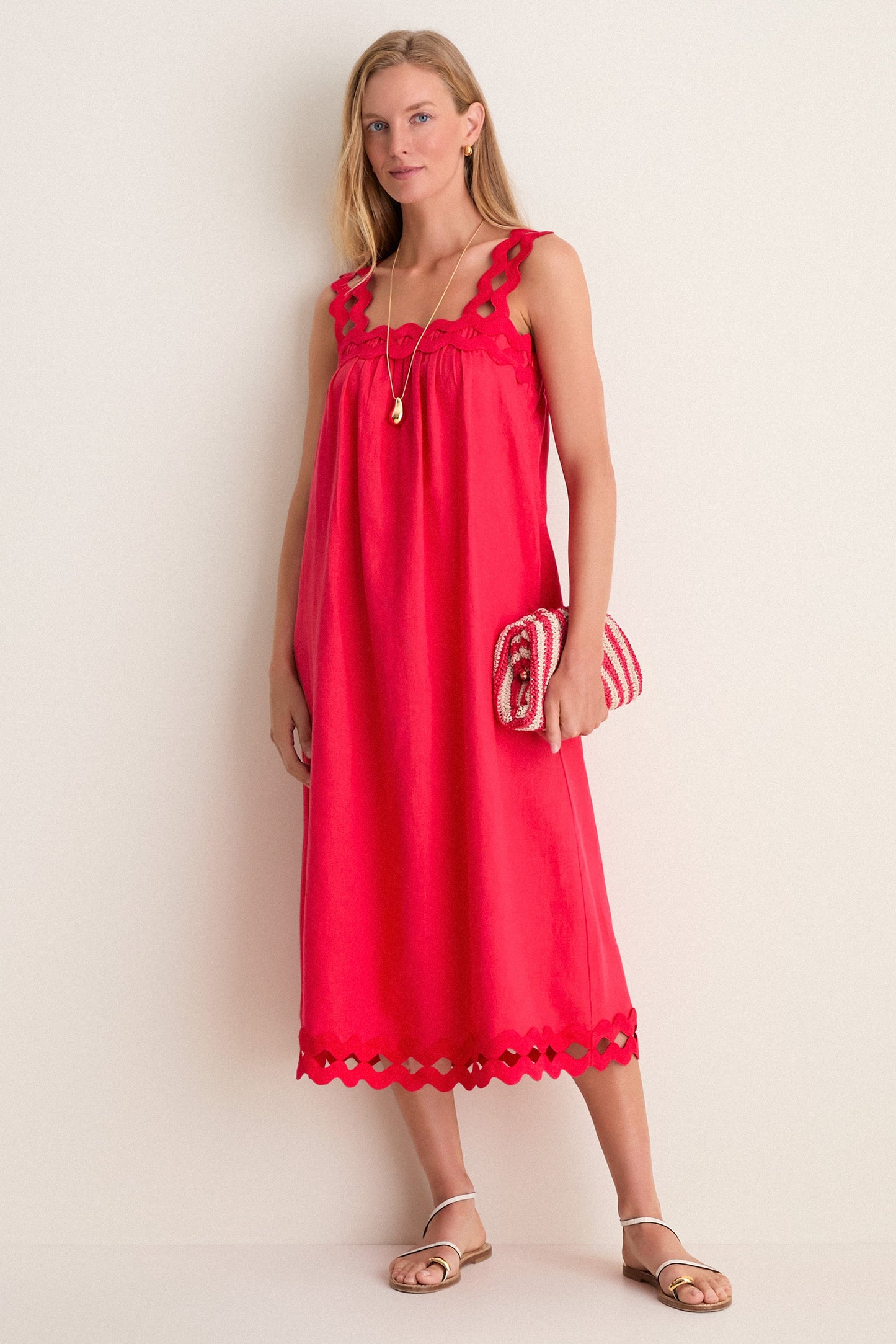 Cherry Ric Rac Linen Ellis Dress