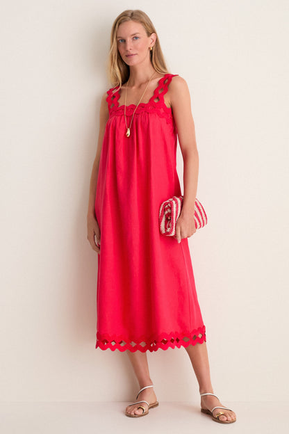 Cherry Ric Rac Linen Ellis Dress