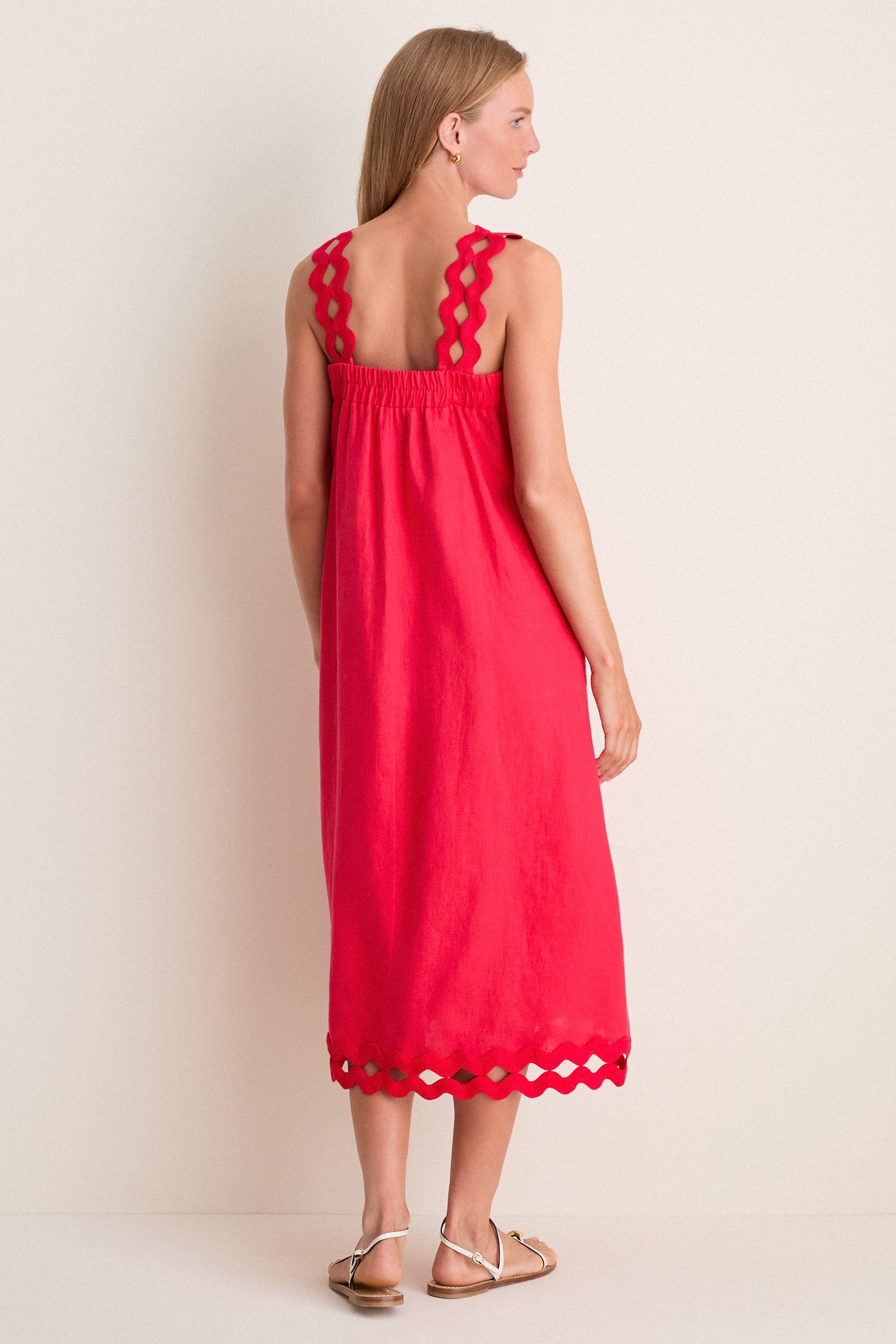 Cherry Ric Rac Linen Ellis Dress