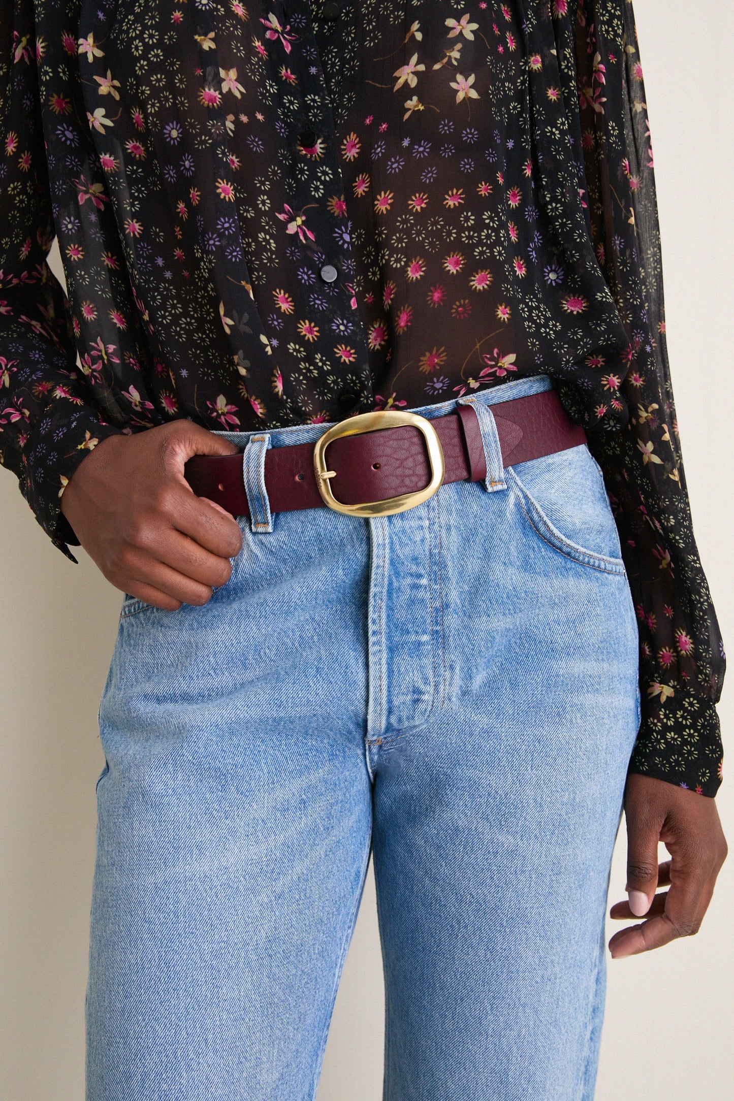 Burgundy Dara Buckle Belt