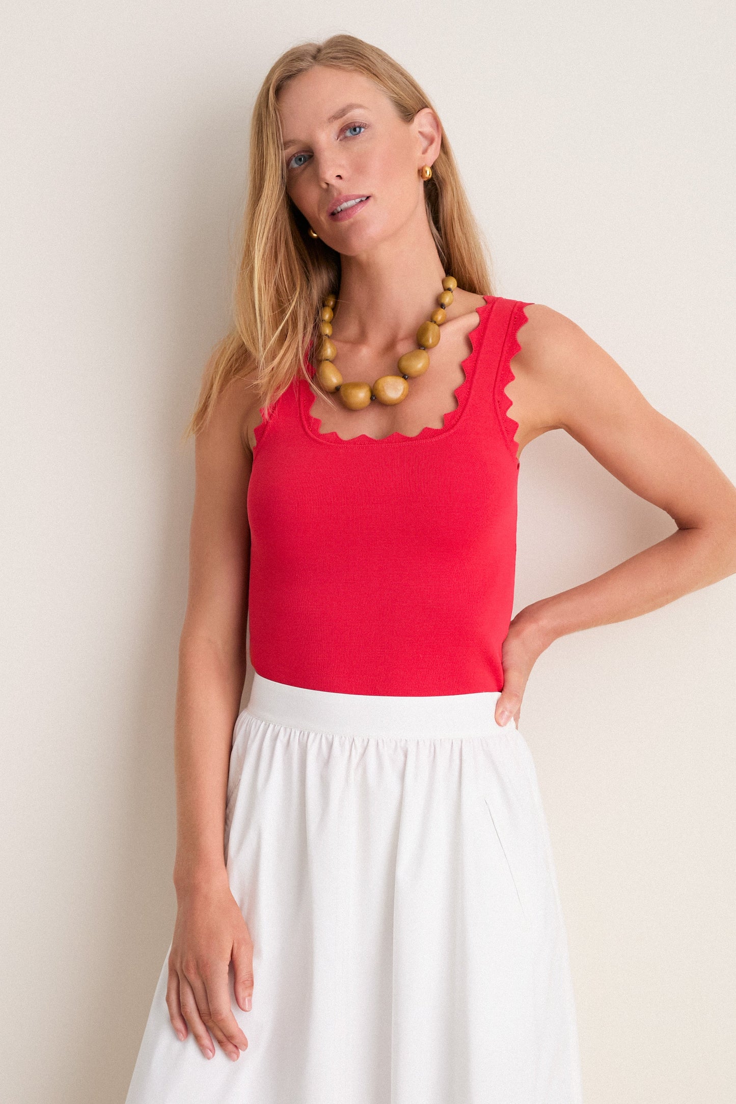 Cherry Ric Rac Compression Tank