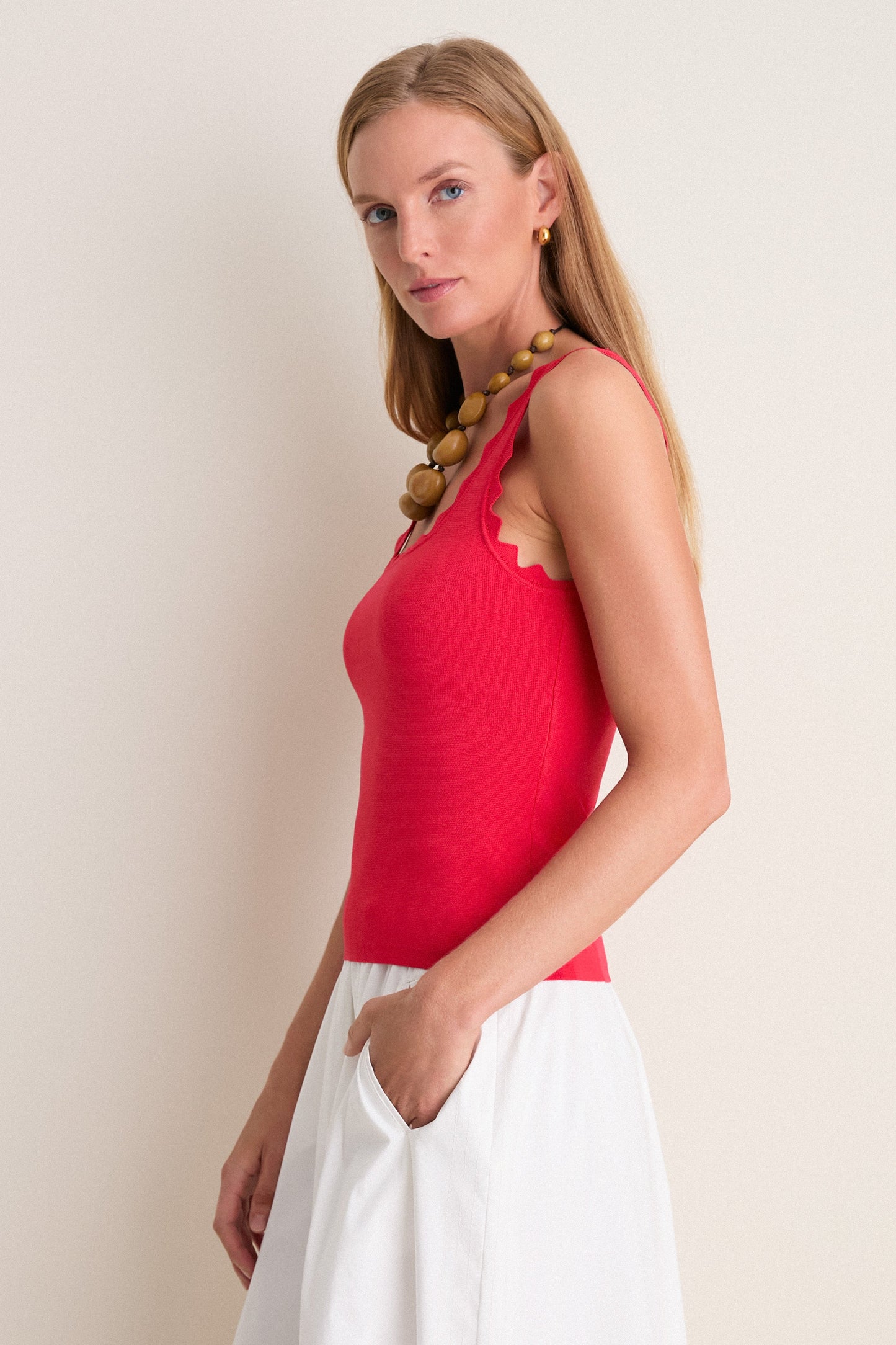 Cherry Ric Rac Compression Tank