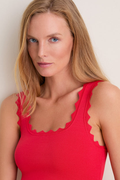 Cherry Ric Rac Compression Tank
