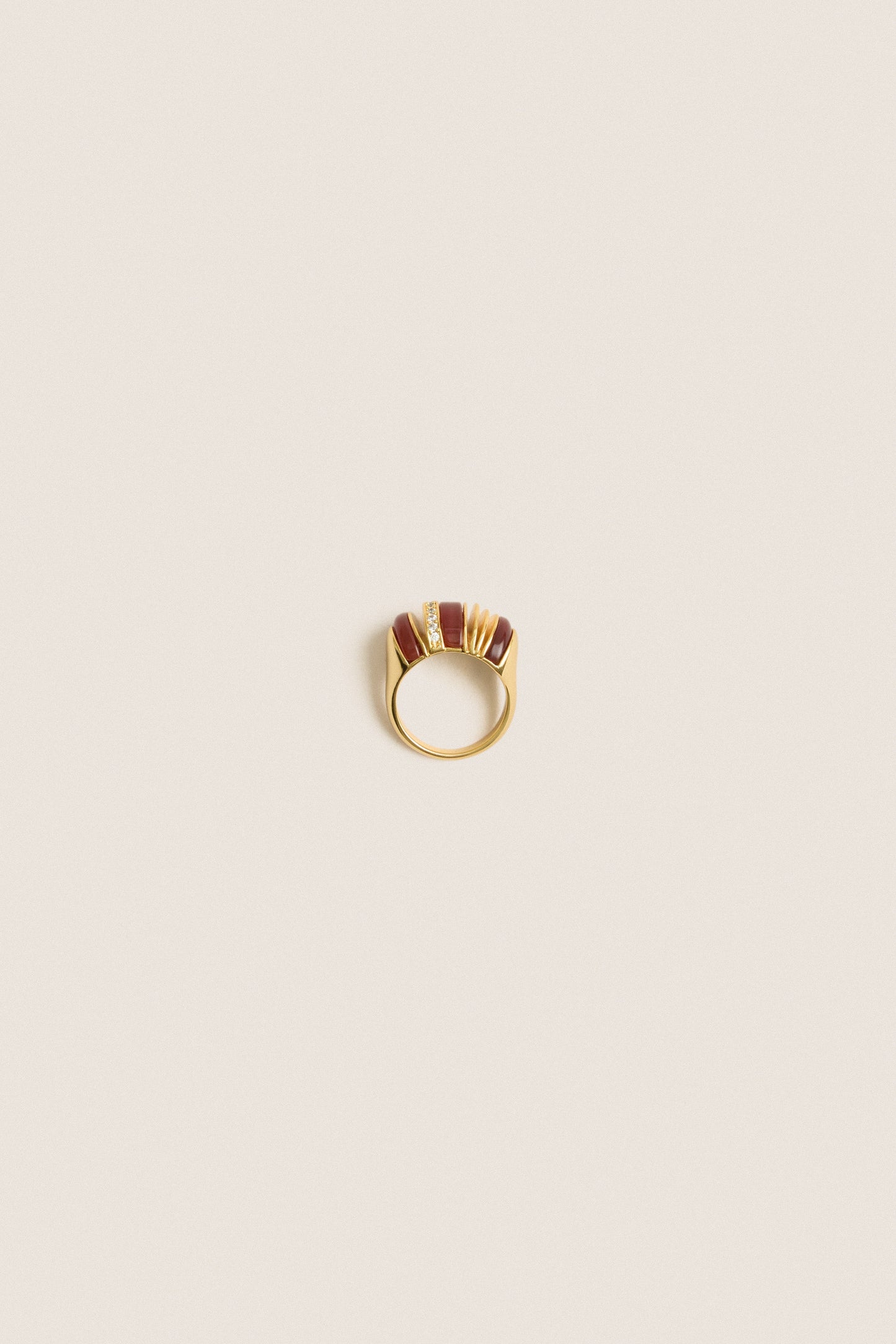 Carnelian and Gold Bordeaux Ring